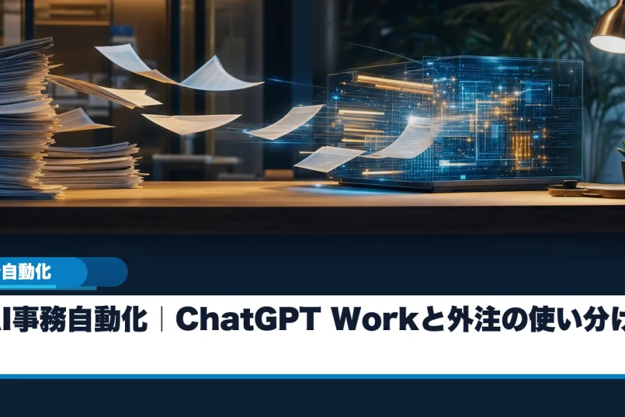 AI事務自動化とChatGPT Work・外注の使い分けを示すサムネイル